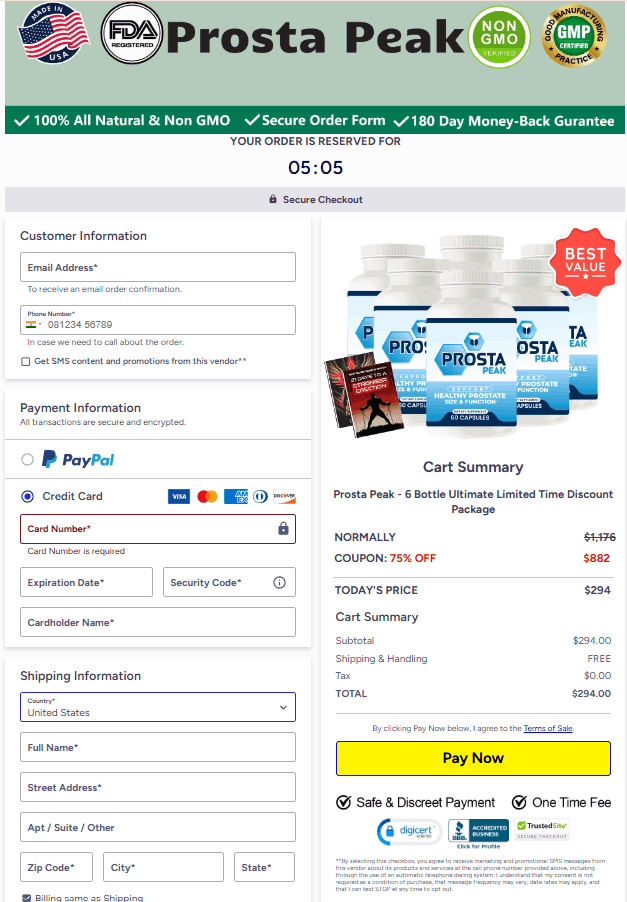 Prosta Peak-checkout-page